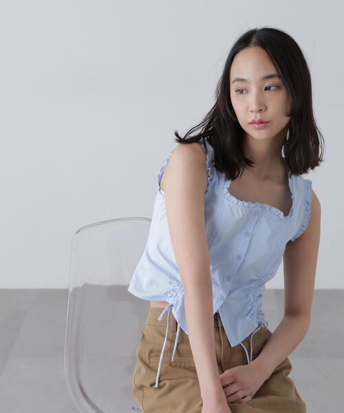 ブラウス シャツ ドライタッチトロ ノースリーブブラウス レディース セール】 【撥水加工】【洗える】とろみドライタッチAライン
