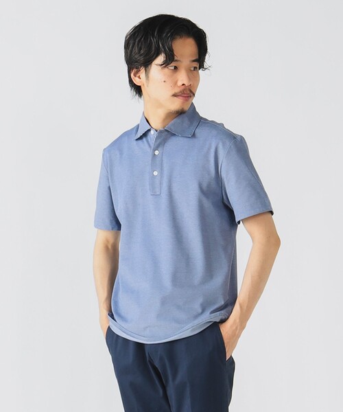 ウノピュウ　水色 ハウンドトゥース ポロシャツ Munsingwear 20%OFF セール マンシングウェア メンズ ポロシャツ