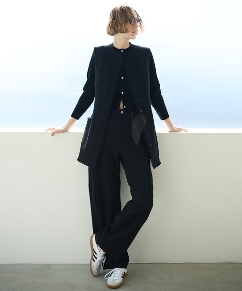 タグ付き未使用　ルシェルブルー　パンツスーツ　セットアップ　ネイビー　38 LE CIEL BLEU（ルシェルブルー） パンツ ツイードボリュームパンツ