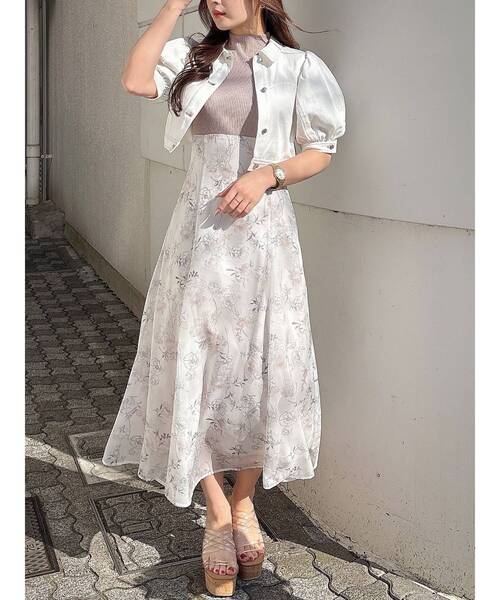 レイヤードライクニットドッキングOP MERCURYDUO ワンピース レイヤード花柄ニットドッキング
