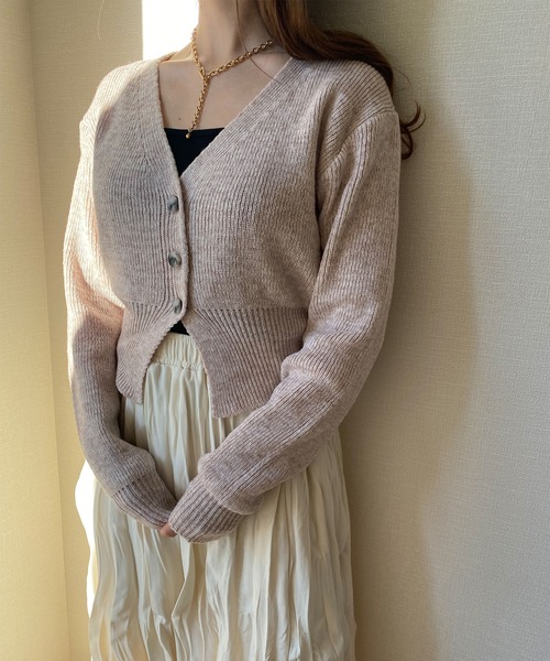 「Reurie'」 ニットカーディガン FREE ピンクベージュ レディース_画像3