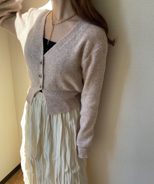 「Reurie'」 ニットカーディガン FREE ピンクベージュ レディース_画像4
