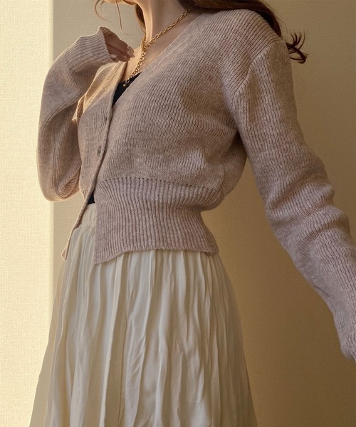 「Reurie'」 ニットカーディガン FREE ピンクベージュ レディース_画像5