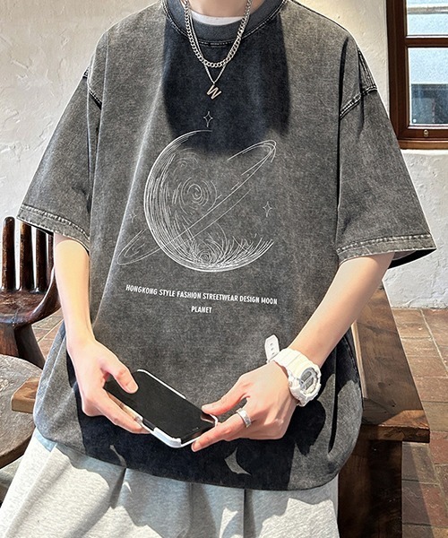 ALMO tシャツ PLANET惑星プリントオーバーサイズTシャツ(NEZ