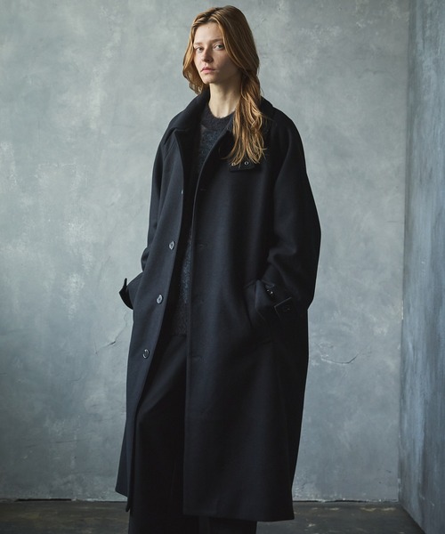 「CIASENSE」 ステンカラーコート L ブルーグリーン メンズ_画像8