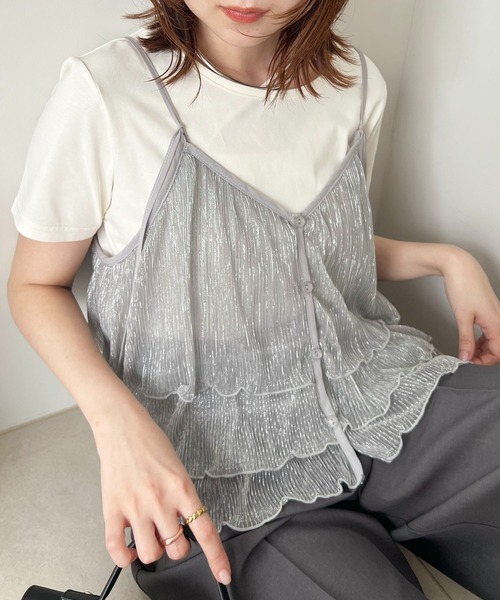 チュクラ　完売品　メタリックビスチェ　シルバー ビスチェ（レディーストップス）（色：シルバー系