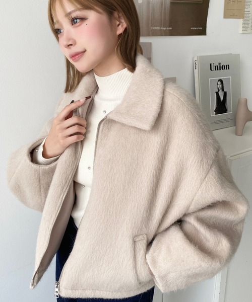 「moment+」 ジップアップブルゾン M アイボリー レディース_画像9