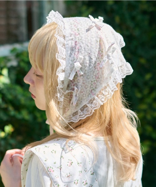 りつ*無言取引OKさま専用　ヘッドドレス　バブーシュカ kutir 「クティールとレトロ」アソートフリルリボンバブーシュカ