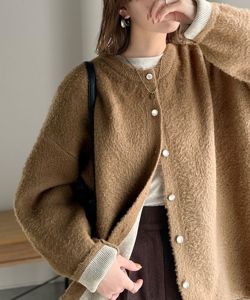 ebure エブール ダブルフェイス コットンレーヨン ジップニットカーディガン ebure エブール ダブルフェイス コットンレーヨン ジップニット