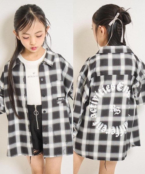 ANAP kids（アナップキッズ） ブラウス シャツ オーバーチェックシャツ 