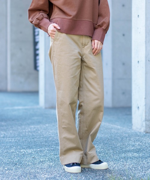 BY GLADHAND ツイード パンツ チノパン ロゴ ブラウン M WEIRDO（ウィアード） ワークパンツ メンズ チノパン WEIRDO WRD