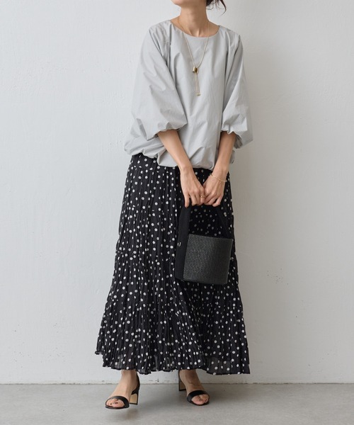 美品 ビアズリー コットンフレア ロングスカート ネイビー
