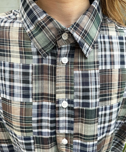 DOUBLE NAME（ダブルネーム） ブラウス シャツ PATCHWORK長袖チェック