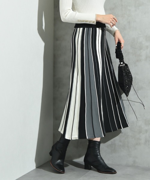 INTERPLANET（インタープラネット） スカート 配色プリーツニット