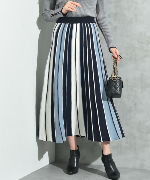 INTERPLANET（インタープラネット） スカート 配色プリーツニット