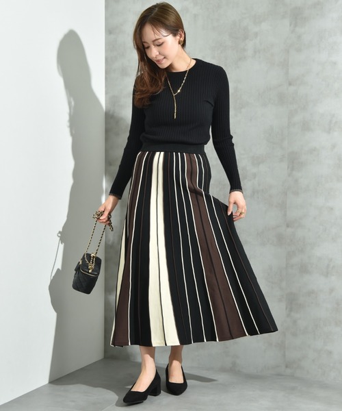 INTERPLANET（インタープラネット） スカート 配色プリーツニット