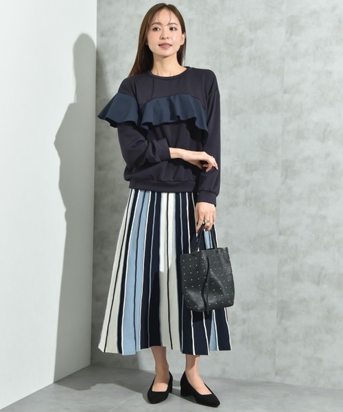 INTERPLANET（インタープラネット） スカート 配色プリーツニット