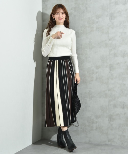 INTERPLANET（インタープラネット） スカート 配色プリーツニット