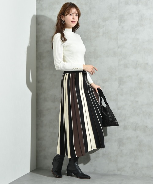INTERPLANET（インタープラネット） スカート 配色プリーツニット