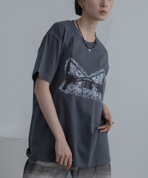 グレー　tシャツ　プリント　Tシャツ　灰色　ねずみ色　トップス　半袖　半袖シャツ 久米繊維謹製