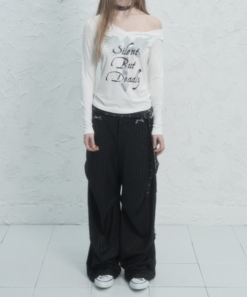 韓国商品/SETUP-EXE RIBBON STRIPE SLACKS SETUPEXE パンツ RIBBON STRIPE SLACKS レディース メンズ