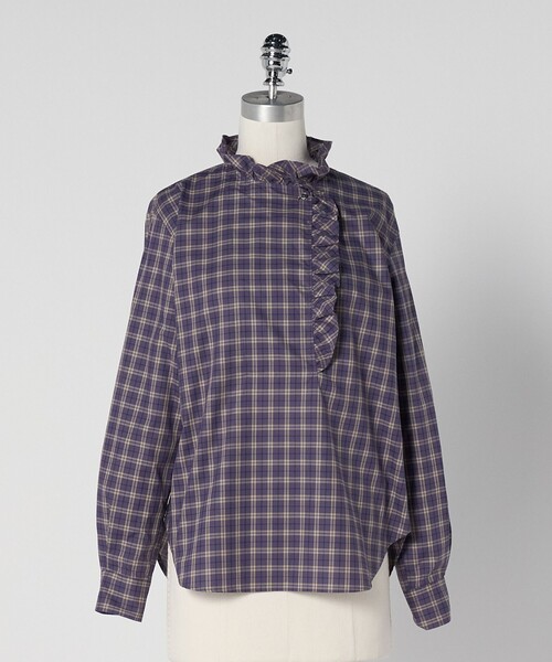 LOEFF（ロエフ） ブラウス シャツ 「LOEFF」チェック フリル シャツ