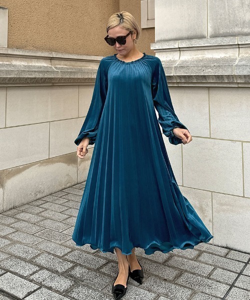 JENNE」 長袖ワンピース LARGE ブルー レディース : ZOZOTOWN Yahoo!店