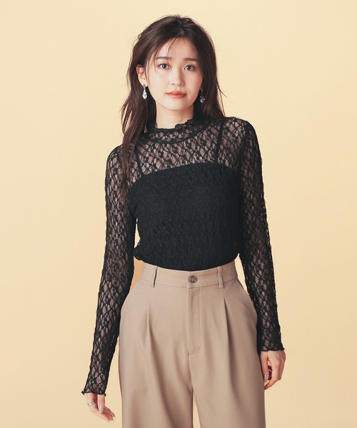 GLACIER lusso（グラシアルッソ） tシャツ レースハイネックトップス