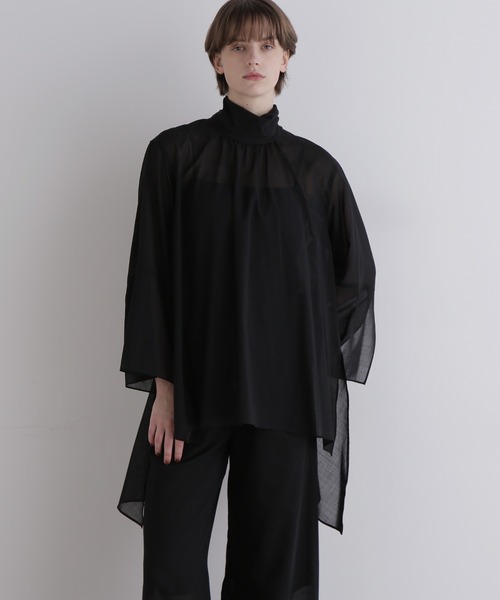 『新品』完売　ルフィル　ハイネックシアーボイルシャツ黒 長袖 シャツ・ブラウス 新品』完売 ルフィル ハイネックシアーボイルシャツ黒 長袖 シャツ