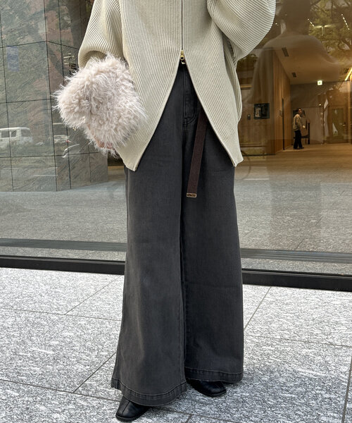 「DouDou」 ダメージ加工デニムパンツ 38 ブルー レディース_画像7