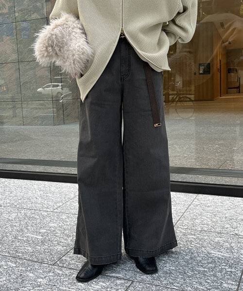 「DouDou」 ダメージ加工デニムパンツ 38 ブルー レディース_画像8