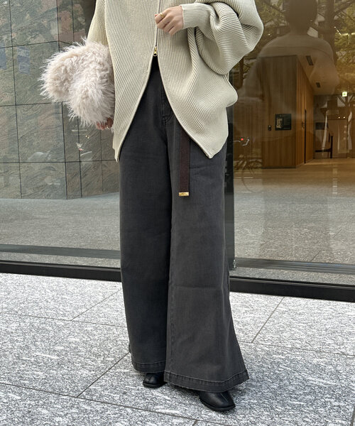 「DouDou」 ダメージ加工デニムパンツ 38 ブルー レディース_画像9