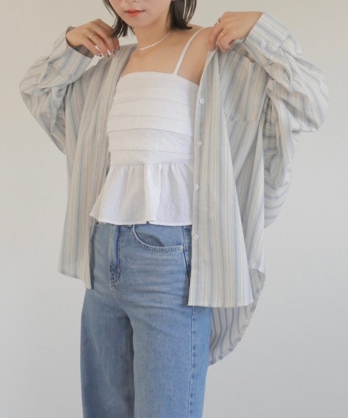 「Reurie'」 長袖シャツ FREE ブラウン レディース_画像4
