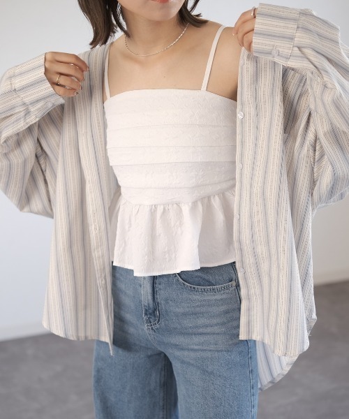「Reurie'」 長袖シャツ FREE ブラウン レディース_画像7