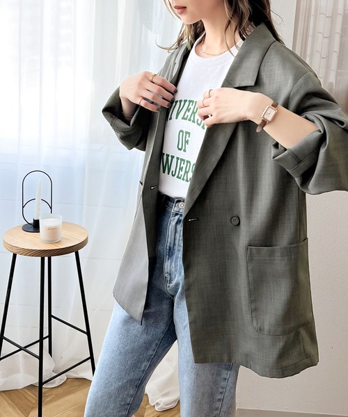 「RIRIYANO」 テーラードジャケット LARGE チャコールグレー レディース