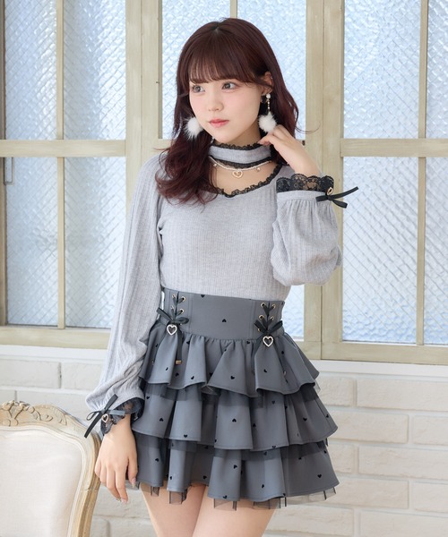 ROJITA スカート ハートフロッキーティアードスカート