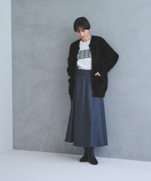 美品 ユナイテッドアローズ フォックス カシミヤ ロングカーディガン 黒 UNITED ARROWS（ユナイテッドアローズ） カーディガン フォックス
