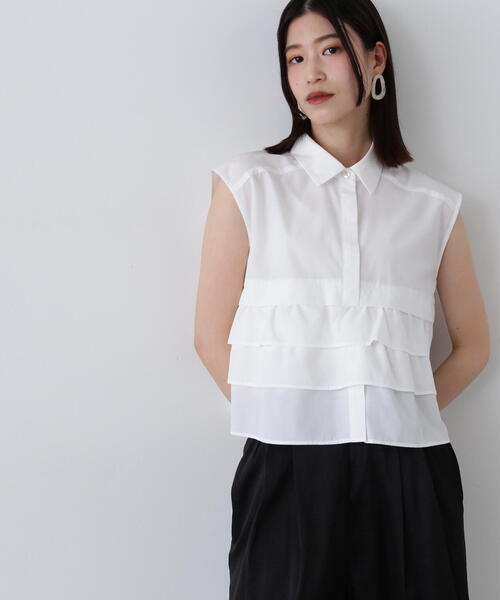 「N.(N. Natural Beauty Basic)」 ノースリーブシャツ MEDIUM ブルー系その他 レディース_画像3