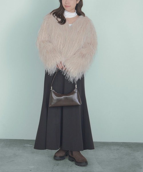 H.TOKYO ブルゾン アウター 短丈ノーカラーフェイクファージャケット