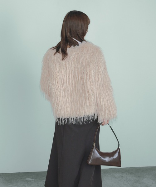 H.TOKYO ブルゾン アウター 短丈ノーカラーフェイクファージャケット