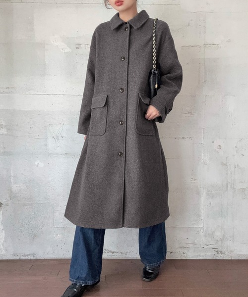 LAUIR（ラウアー） ステンカラーコート コート ウールライクステン