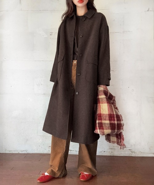 LAUIR（ラウアー） ステンカラーコート コート ウールライクステン