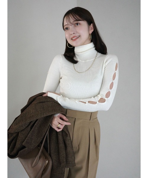 anuans 長袖ニットセーター anuans（アニュアンス） ニット セーター スラッシュリブニット