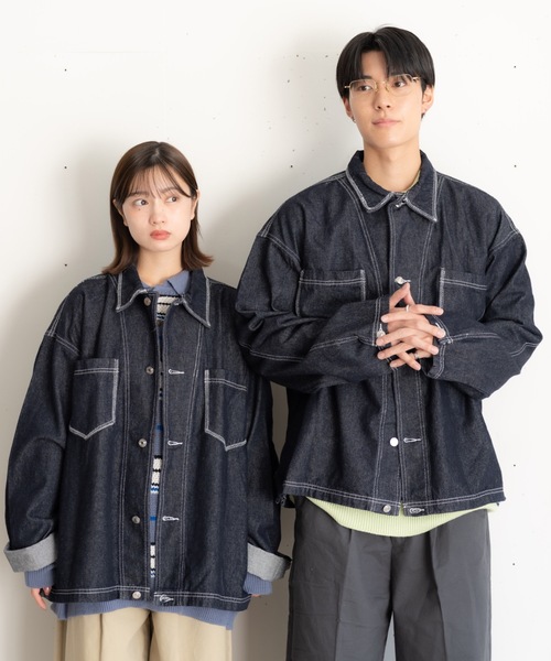 bashful base Oriental デニムジャケット gジャン 「bbO」ステッチ