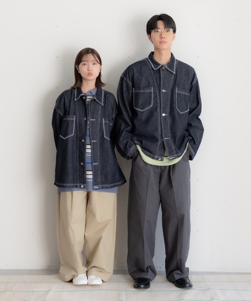 bashful base Oriental デニムジャケット gジャン 「bbO」ステッチ