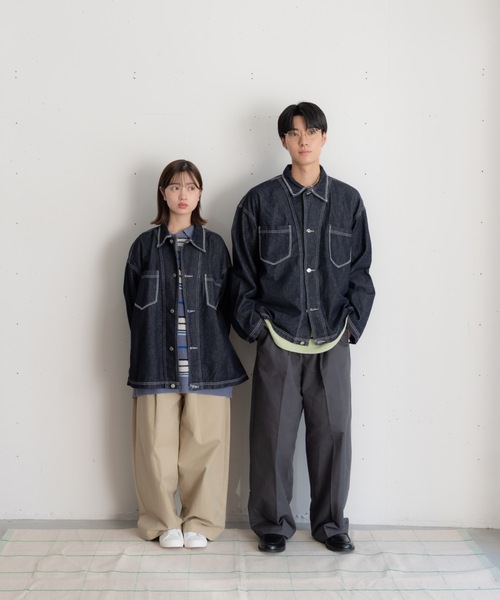 bashful base Oriental デニムジャケット gジャン 「bbO」ステッチ