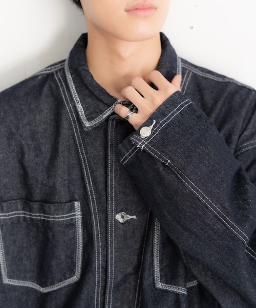 bashful base Oriental デニムジャケット gジャン 「bbO」ステッチ