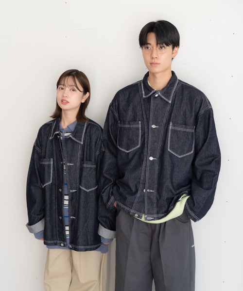bashful base Oriental デニムジャケット gジャン 「bbO」ステッチ