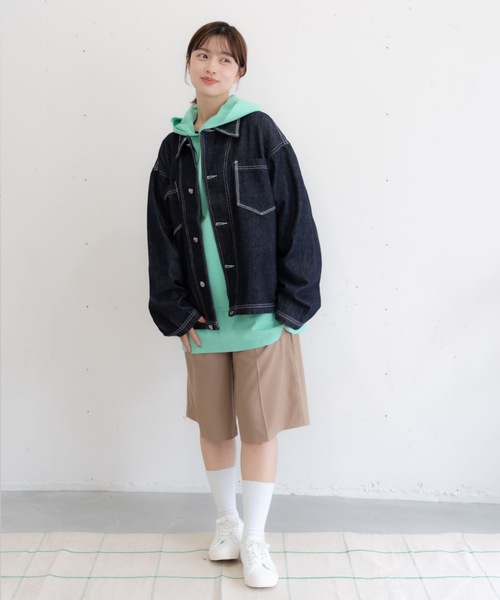 OLUN バルーンショートデニムジャケット ブラック OLUN デニムジャケット gジャン balloon short denim jacket/バルーン
