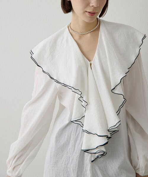 Whim Gazette（ウィム ガゼット） ブラウス シャツ ローンフリル